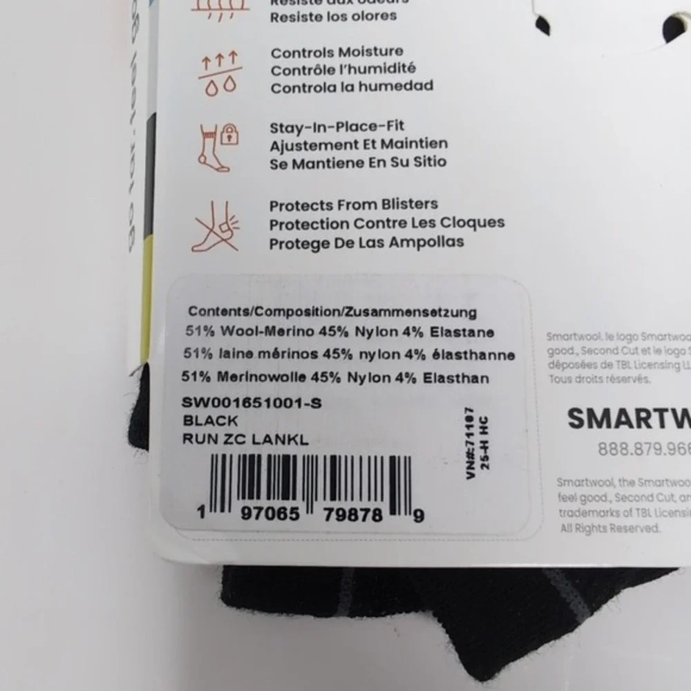 Smartwool‎ Black Run Zero Cushion Low Ankle Socks Unisex Size Small